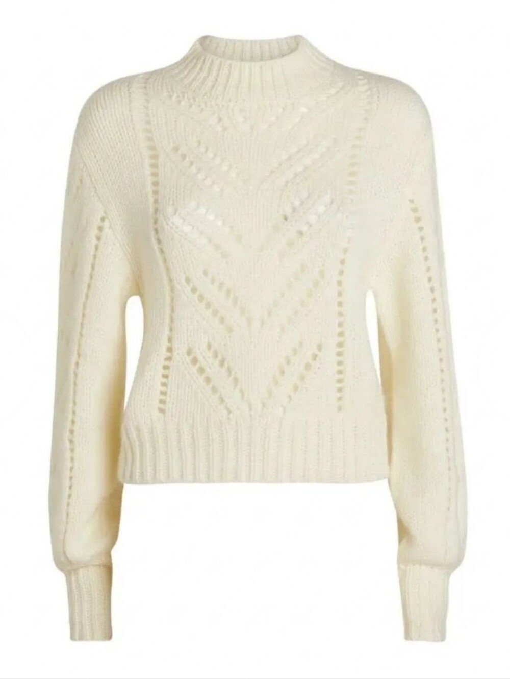 RED VALENTINO Ecru Mohair Blend Pointelle Knit Cropped Sweater NWT S WR3KC08S